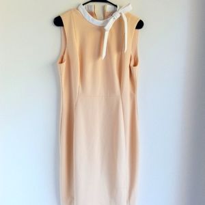 Retro Vintage 1960s Calvin Klein Formal Yellow Women Dress Flight Attendant Bow